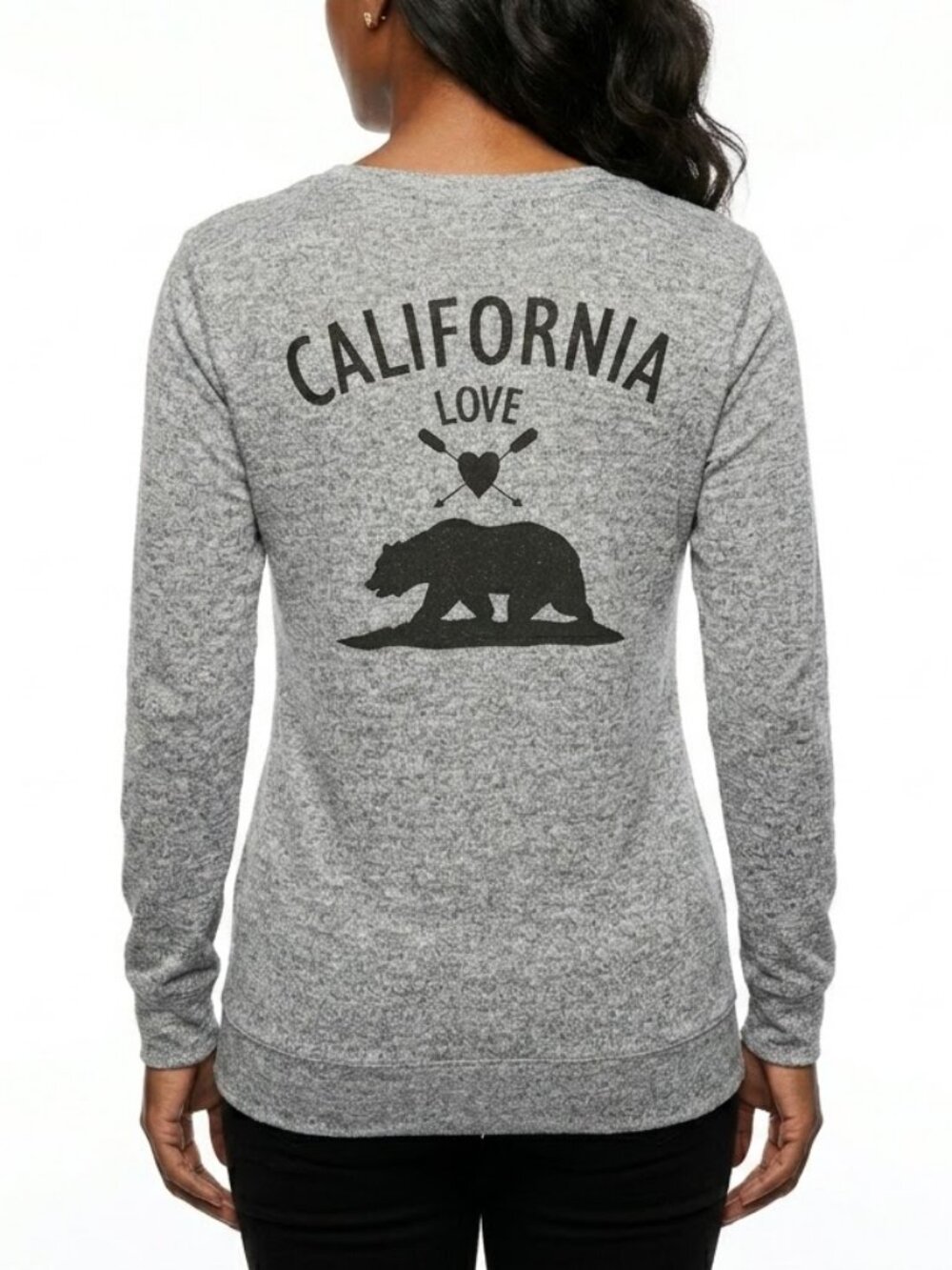 PURPLE SNOW California Love Bear Graphic Pullover Lightweight Sweatshirt S